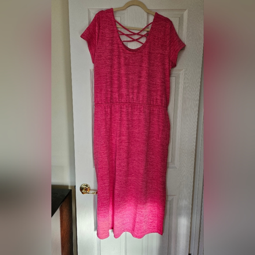 Talbots maxi length Barbie-pink XL cover up dress.